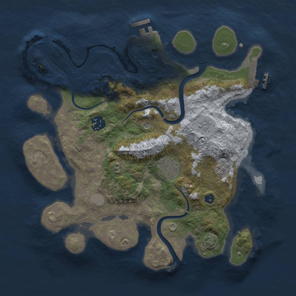 Rust Map: Procedural Map, Size: 3000, Seed: 42621, 9 Monuments