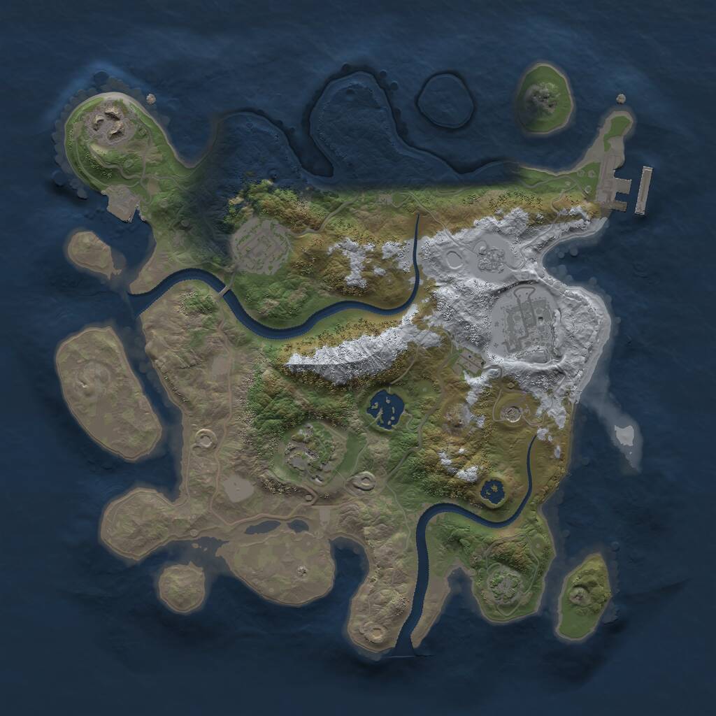 Rust Map: Procedural Map, Size: 3000, Seed: 42621, 10 Monuments