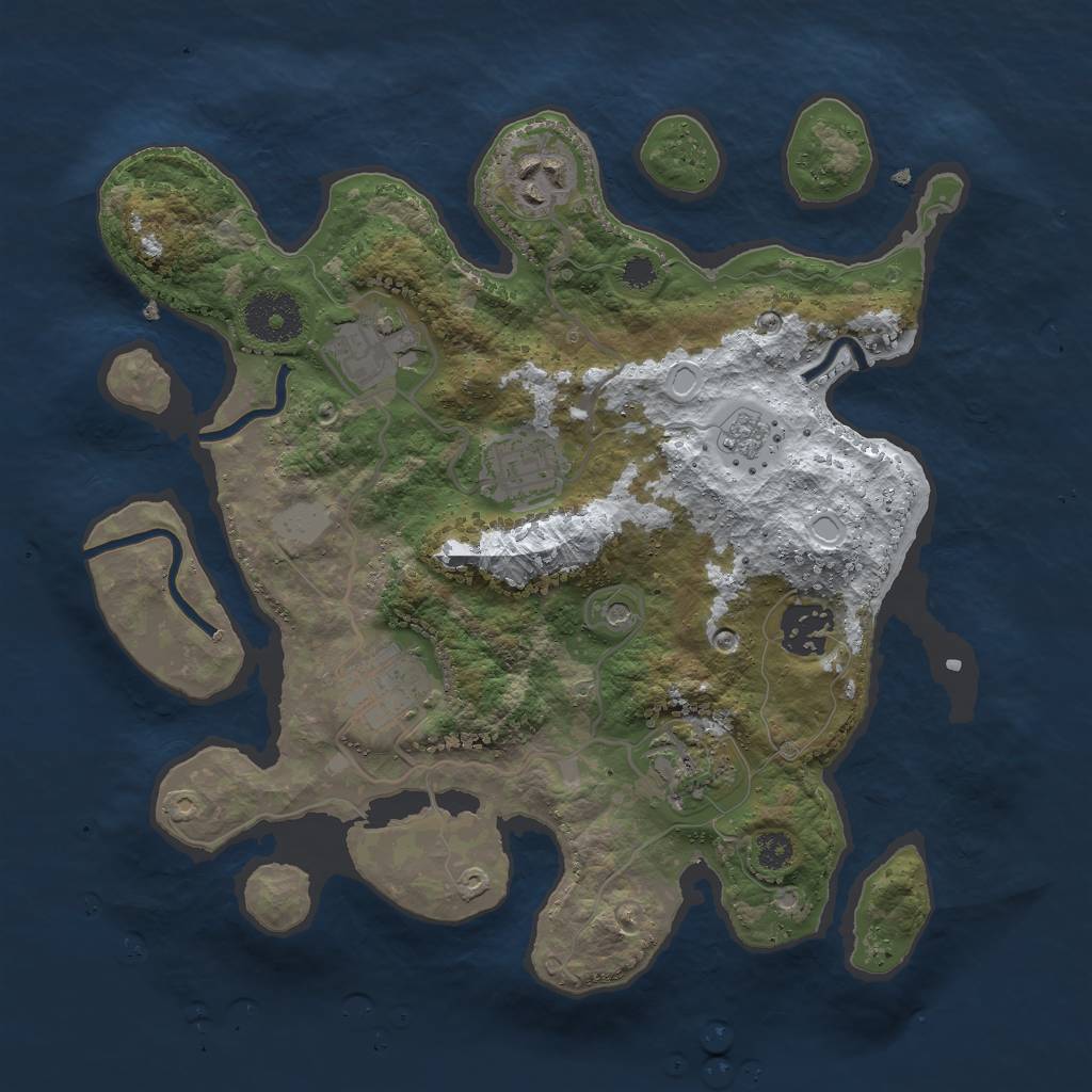 Rust Map: Procedural Map, Size: 3000, Seed: 42621, 13 Monuments