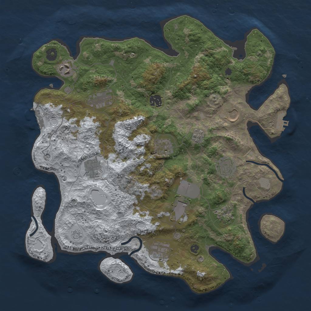 Rust Map: Procedural Map, Size: 3750, Seed: 1857828352, 20 Monuments