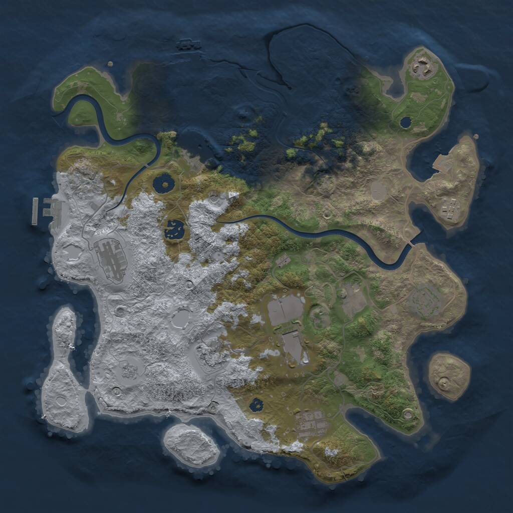Rust Map: Procedural Map, Size: 3750, Seed: 1857828352, 16 Monuments