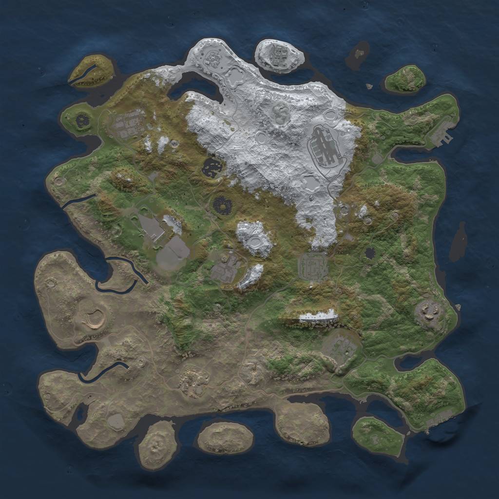 Rust Map: Procedural Map, Size: 3850, Seed: 2131609221, 20 Monuments