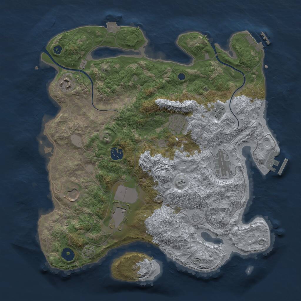 Rust Map: Procedural Map, Size: 3500, Seed: 370502493, 12 Monuments