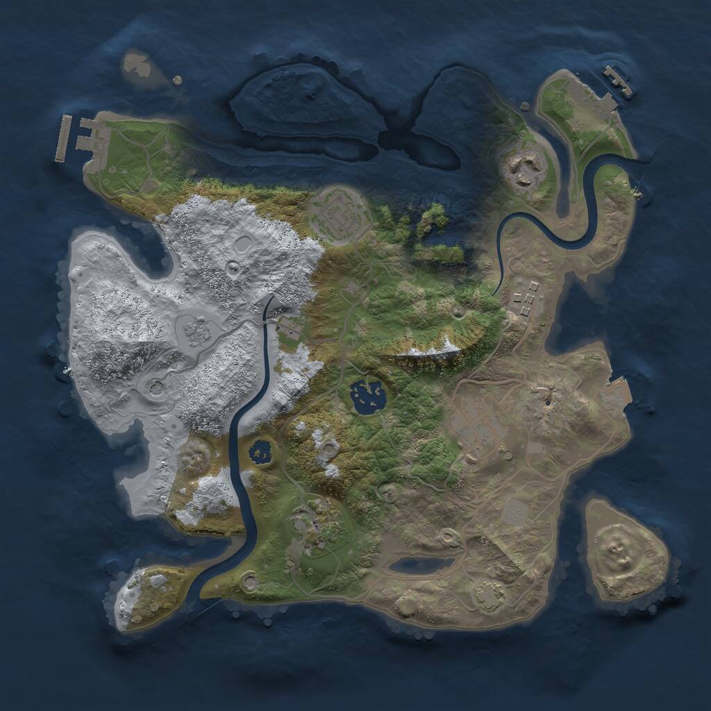 Rust Map: Procedural Map, Size: 3000, Seed: 32100, 12 Monuments