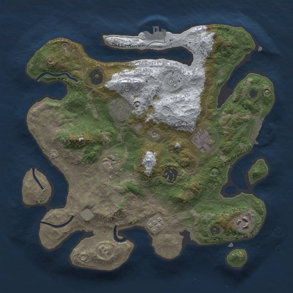 Rust Map: Procedural Map, Size: 3000, Seed: 4118, 15 Monuments