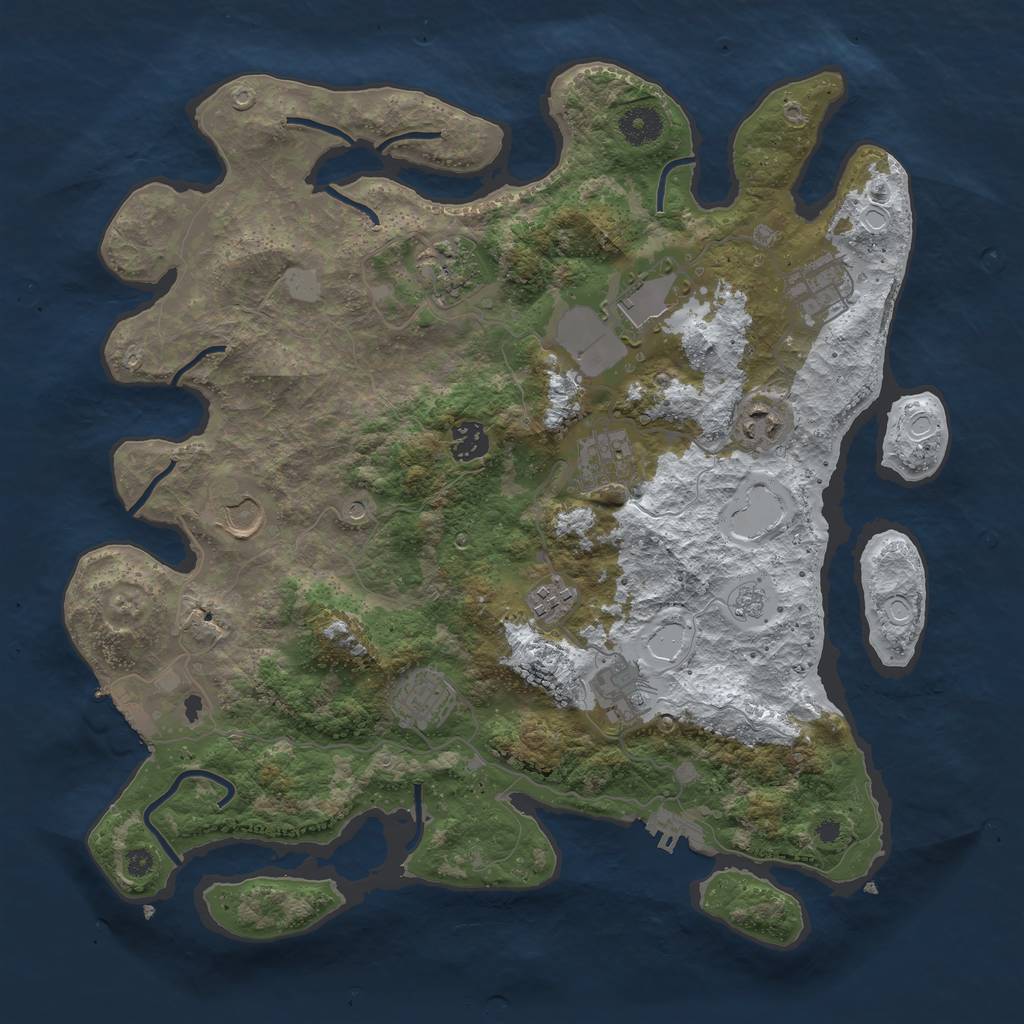 Rust Map: Procedural Map, Size: 3800, Seed: 696969, 19 Monuments