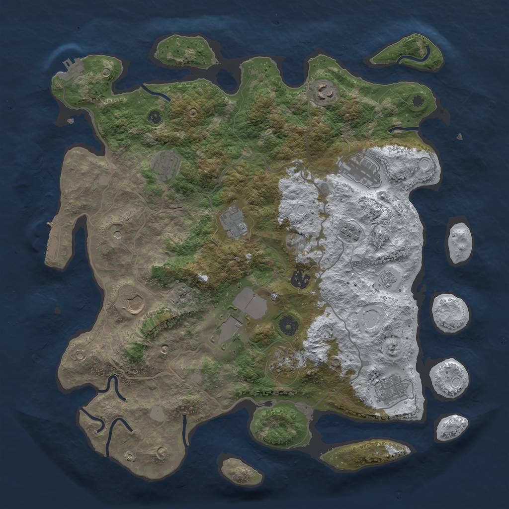 Rust Map: Procedural Map, Size: 4000, Seed: 951982955, 19 Monuments