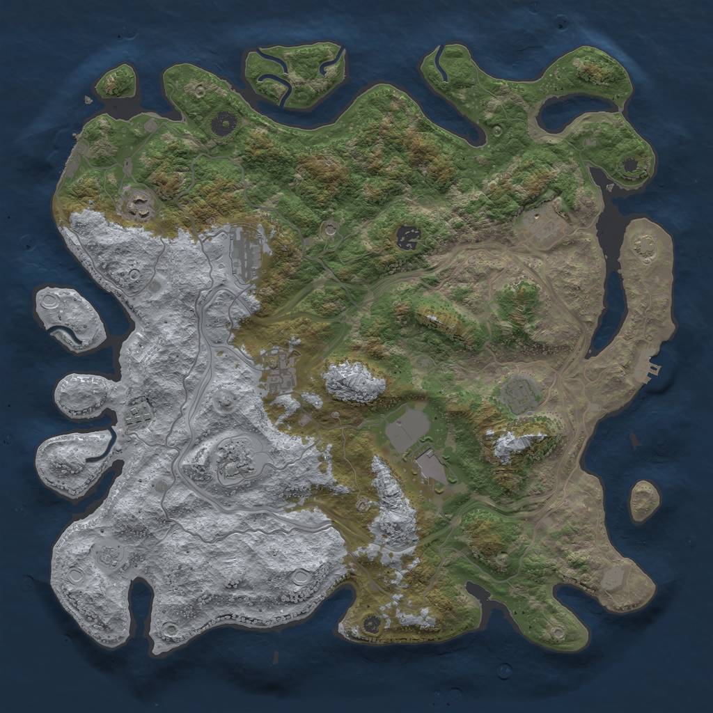 Rust Map: Procedural Map, Size: 4250, Seed: 1415194646, 17 Monuments