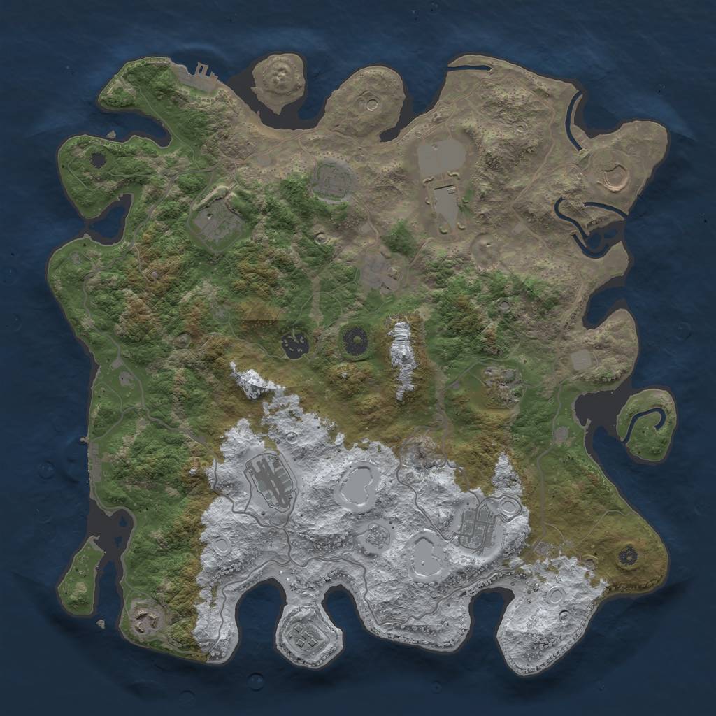 Rust Map: Procedural Map, Size: 4000, Seed: 76542, 20 Monuments