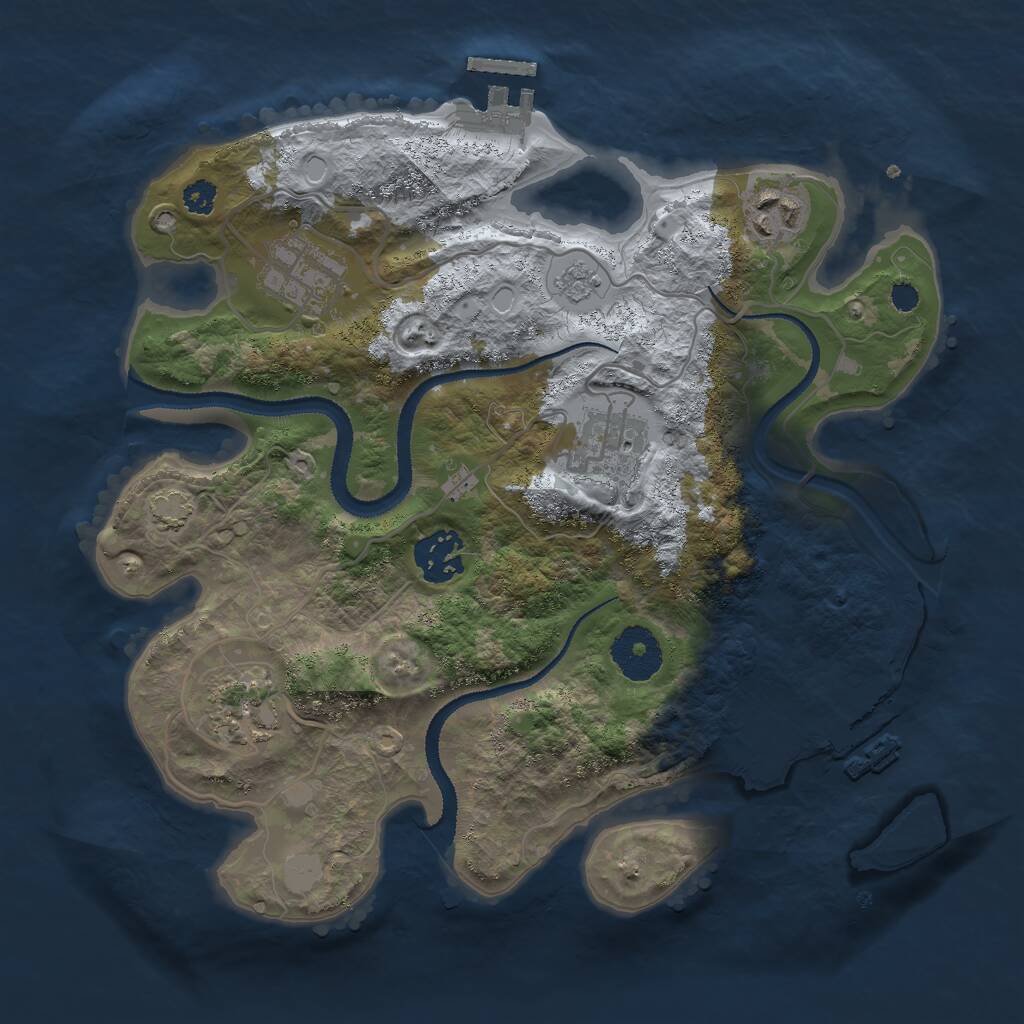 Rust Map: Procedural Map, Size: 3000, Seed: 22196, 10 Monuments