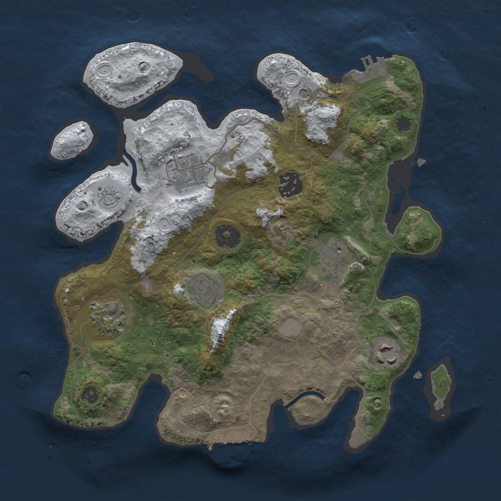 Rust Map: Procedural Map, Size: 3000, Seed: 3504, 15 Monuments