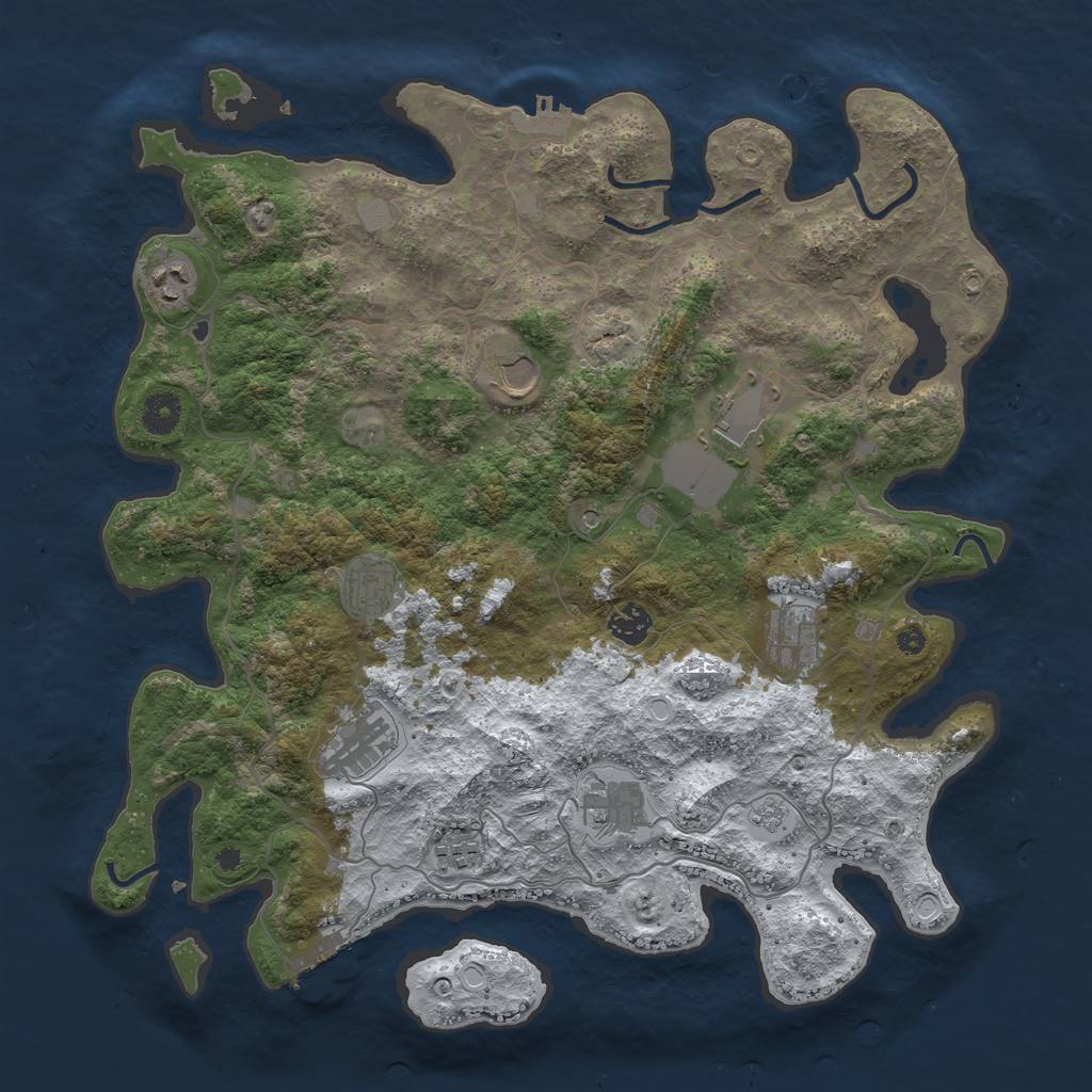 Rust Map: Procedural Map, Size: 4000, Seed: 9455, 18 Monuments