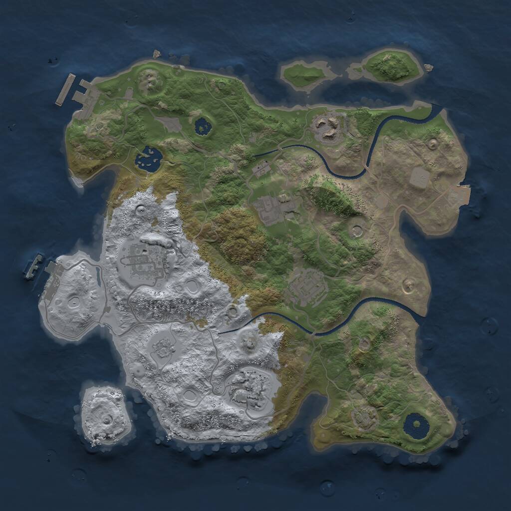 Rust Map: Procedural Map, Size: 3000, Seed: 540941291, 12 Monuments
