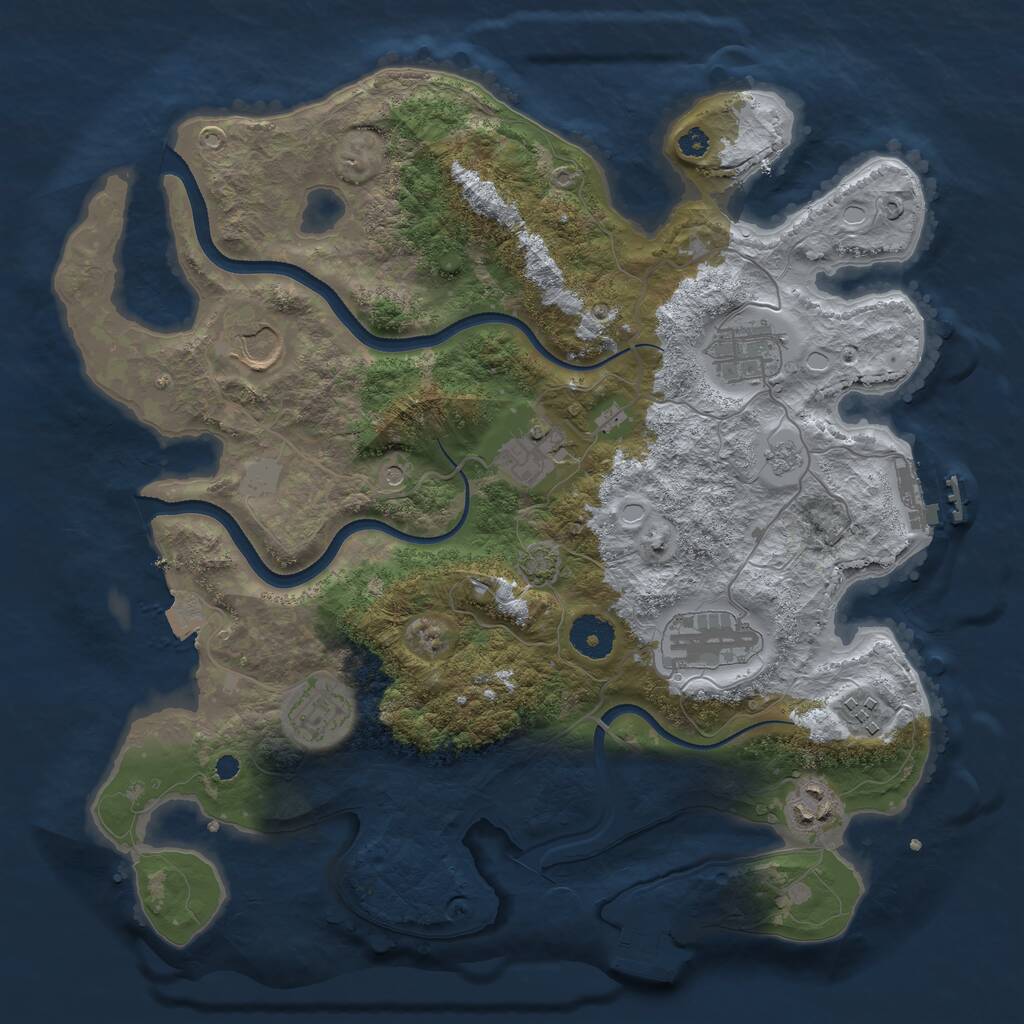Rust Map: Procedural Map, Size: 3500, Seed: 288983, 13 Monuments