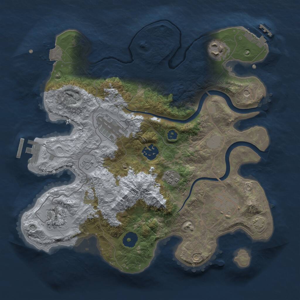 Rust Map: Procedural Map, Size: 3000, Seed: 491162121, 12 Monuments