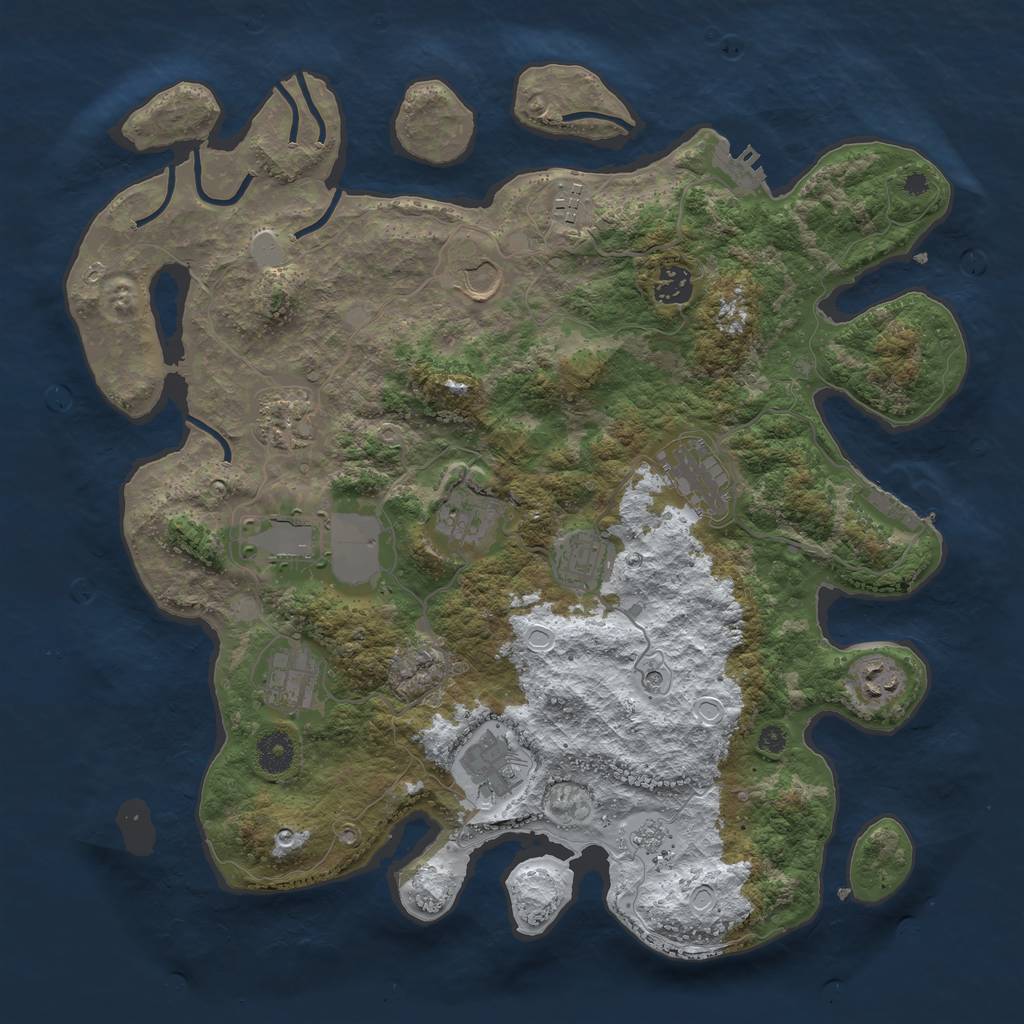 Rust Map: Procedural Map, Size: 3850, Seed: 1166306870, 20 Monuments