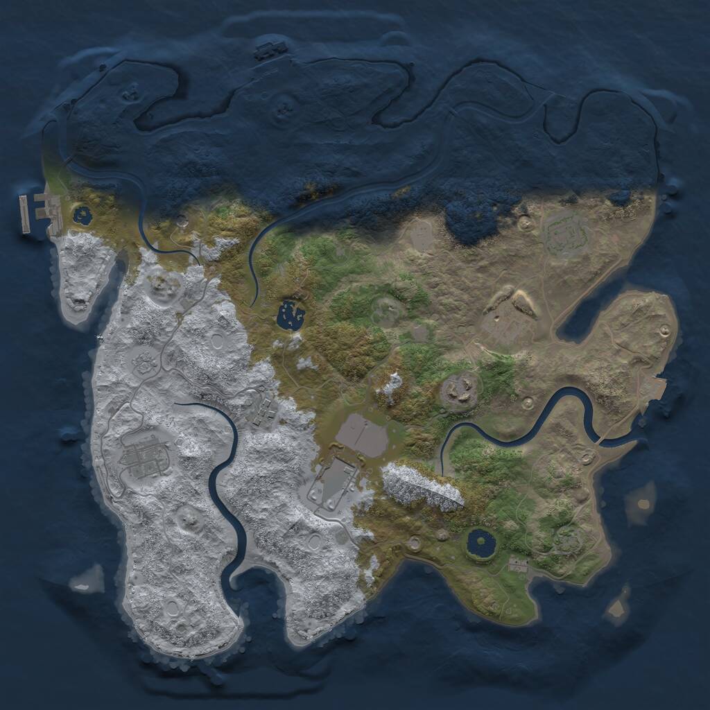 Rust Map: Procedural Map, Size: 3750, Seed: 12645753, 13 Monuments