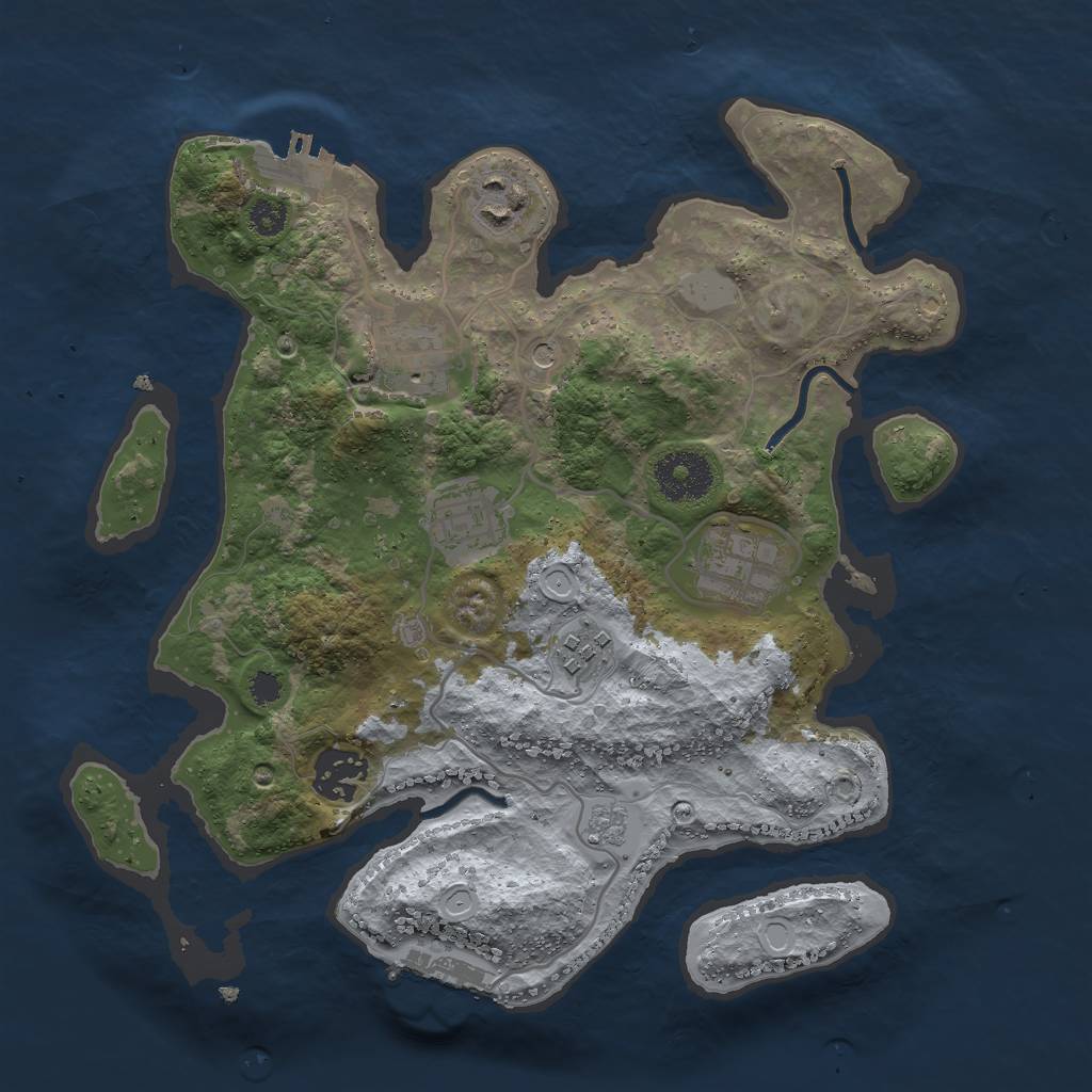 Rust Map: Procedural Map, Size: 3000, Seed: 585989025, 13 Monuments