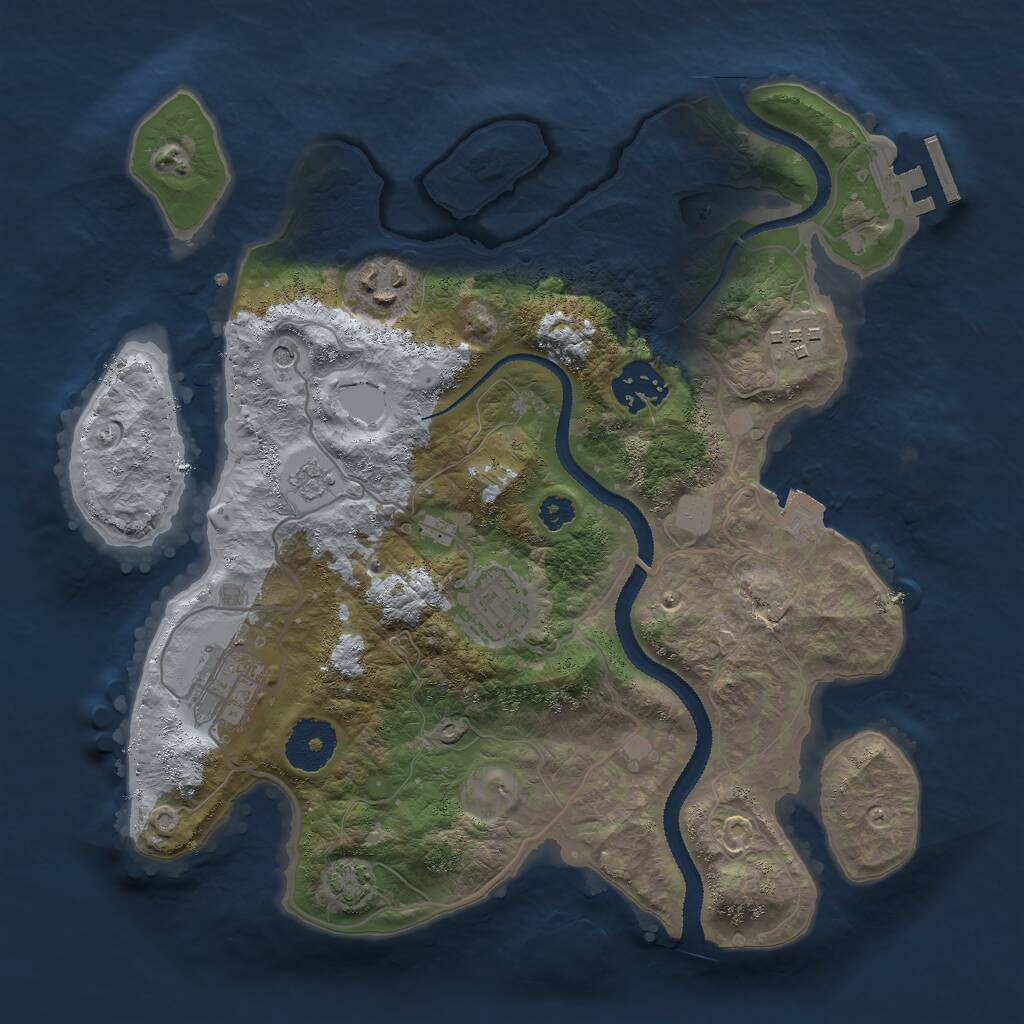 Rust Map: Procedural Map, Size: 3000, Seed: 25516, 10 Monuments