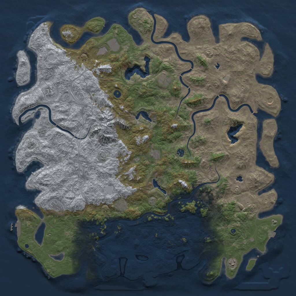 Rust Map: Procedural Map, Size: 6000, Seed: 12555557, 17 Monuments