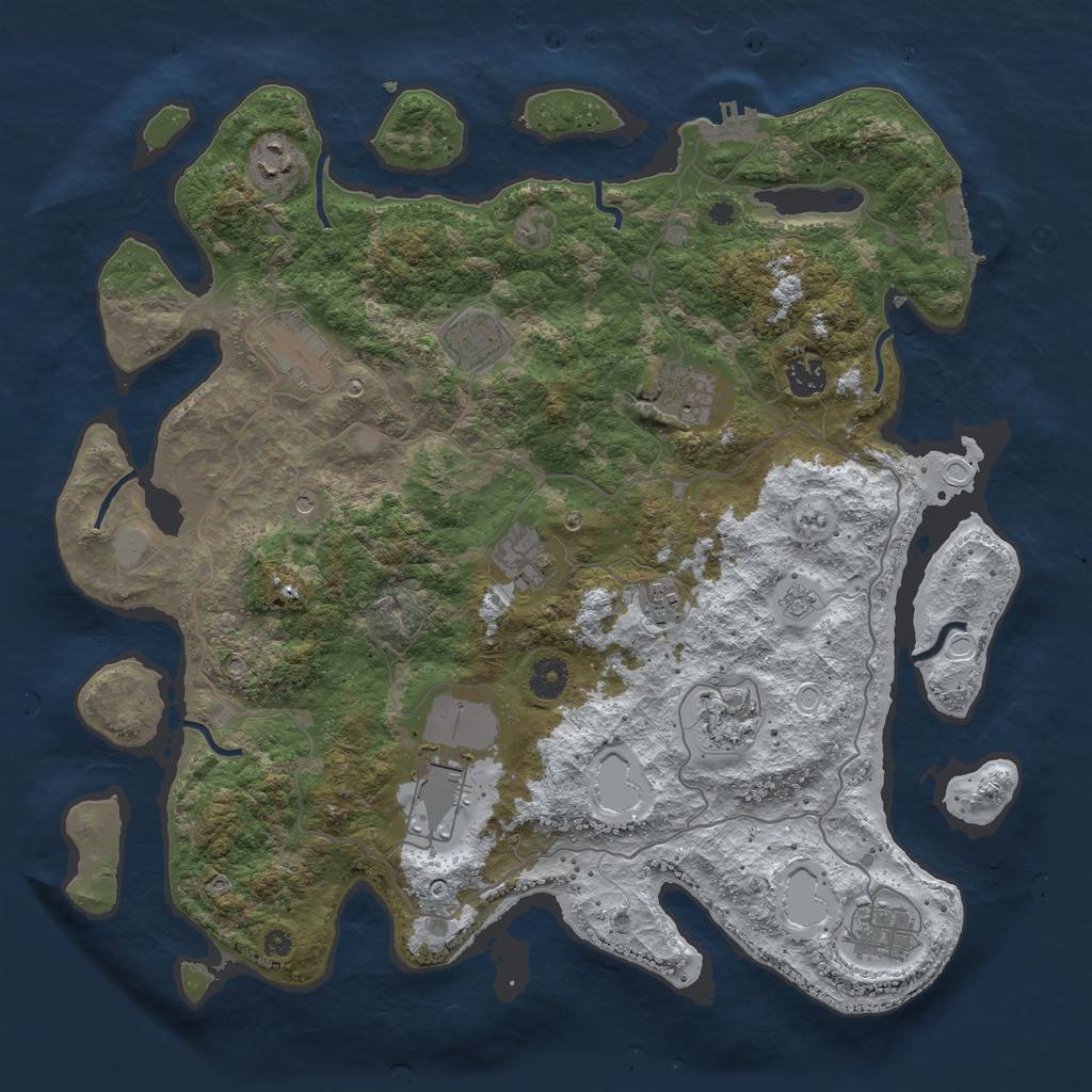 Rust Map: Procedural Map, Size: 4000, Seed: 1642138958, 19 Monuments