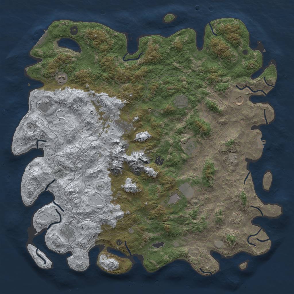 Rust Map: Procedural Map, Size: 5000, Seed: 35001, 20 Monuments