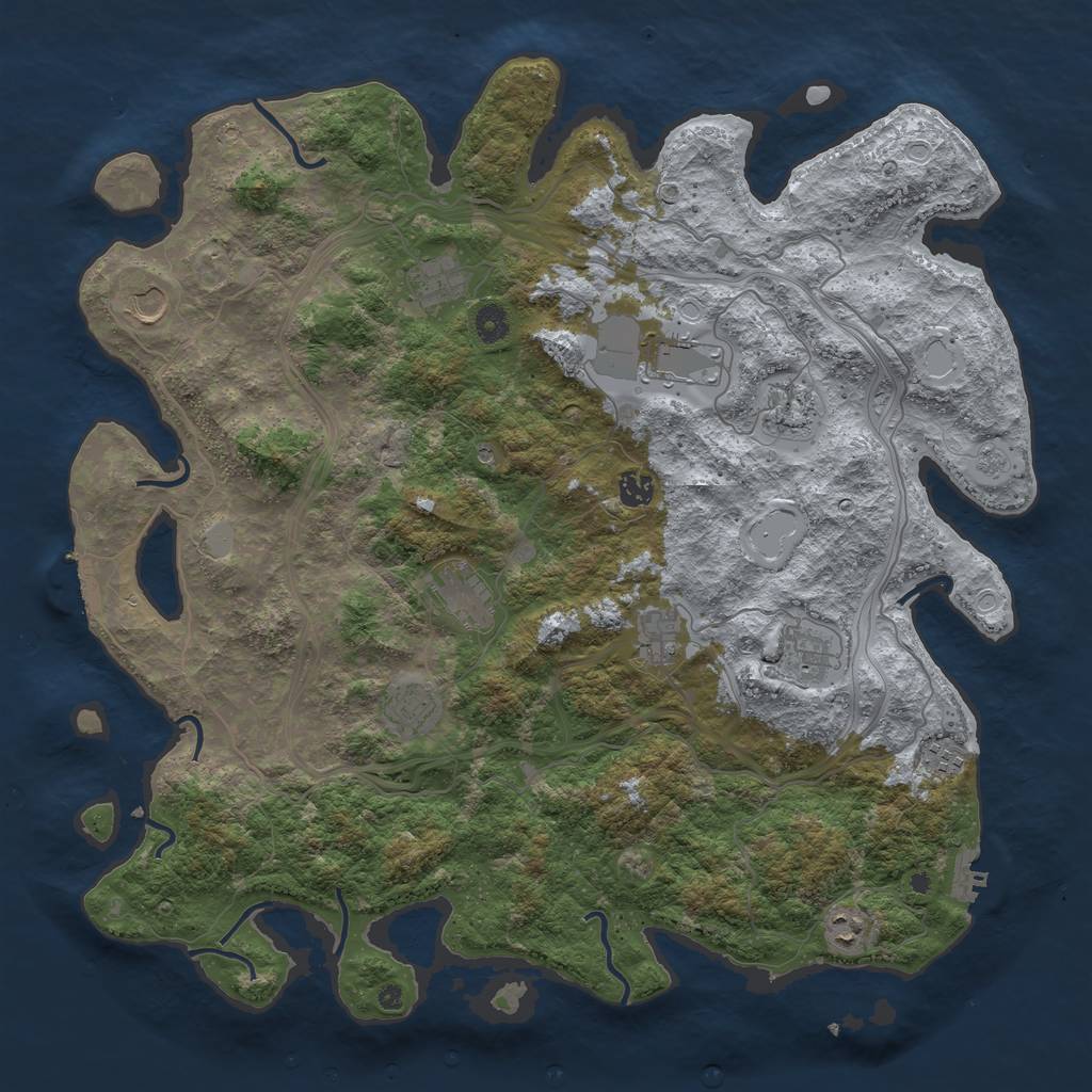 Rust Map: Procedural Map, Size: 4500, Seed: 438561078, 18 Monuments