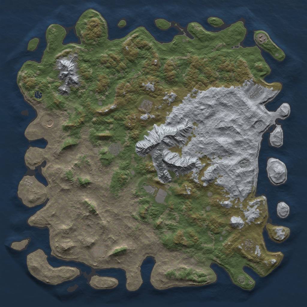 Rust Map: Barren, Size: 6000, Seed: 1337, 14 Monuments