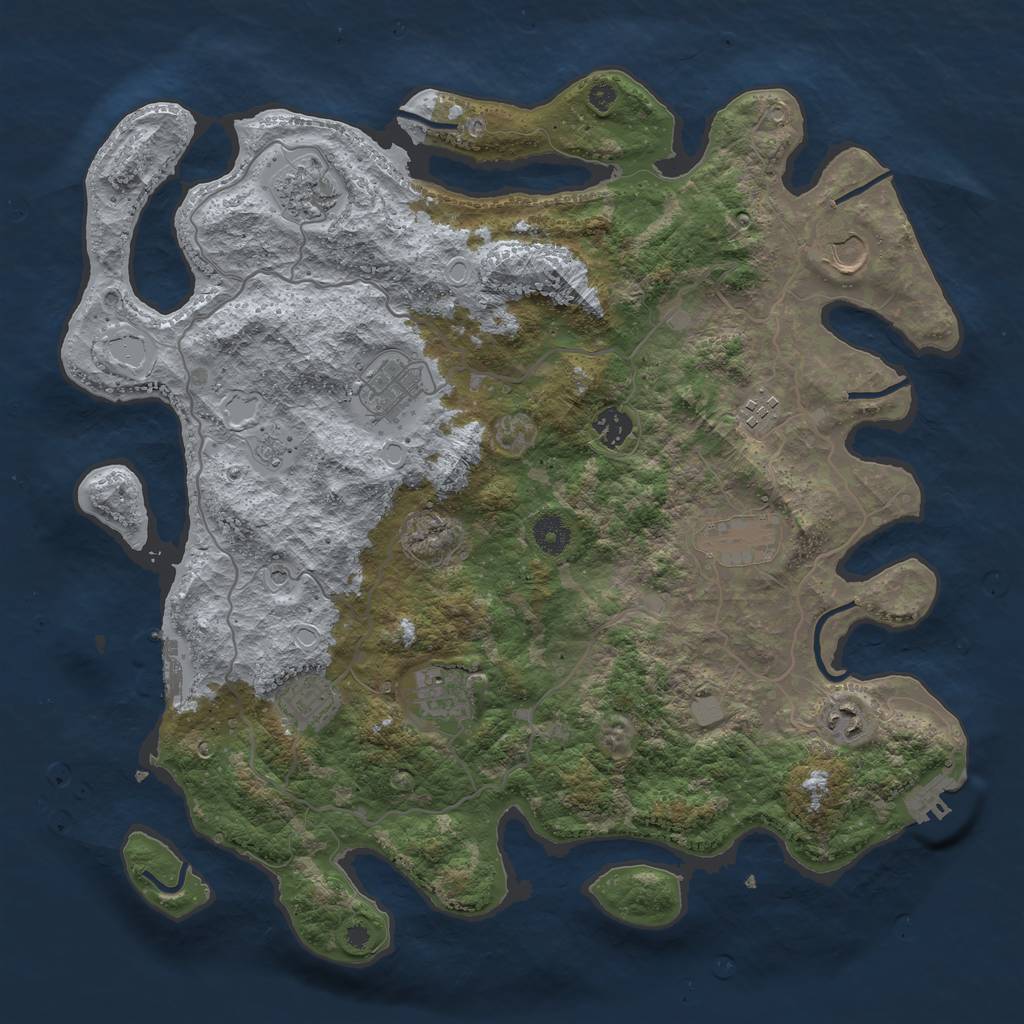 Rust Map: Procedural Map, Size: 4000, Seed: 907381, 18 Monuments