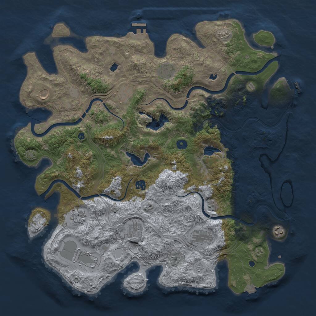 Rust Map: Procedural Map, Size: 4500, Seed: 1610103209, 16 Monuments