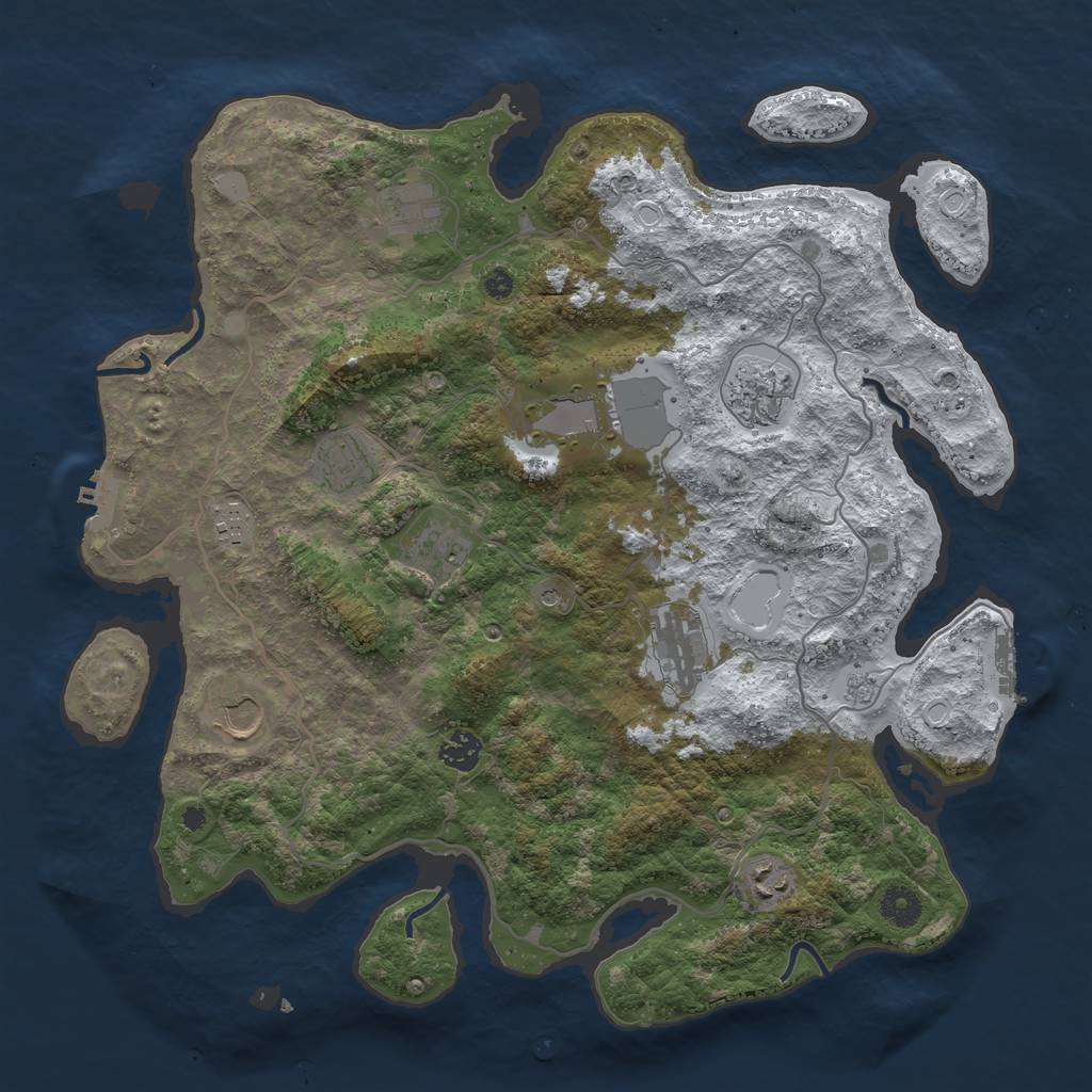 Rust Map: Procedural Map, Size: 4000, Seed: 871029, 19 Monuments