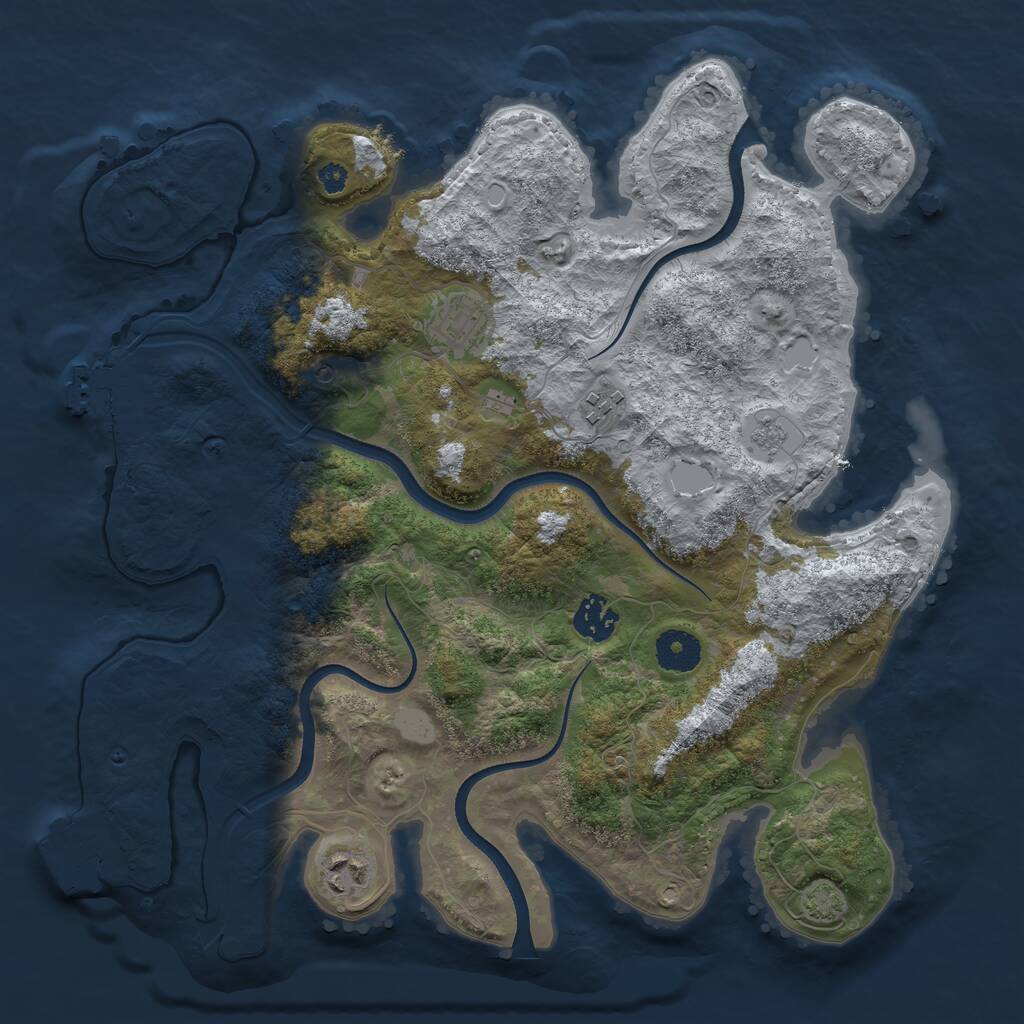 Rust Map: Procedural Map, Size: 3500, Seed: 1006224901, 10 Monuments