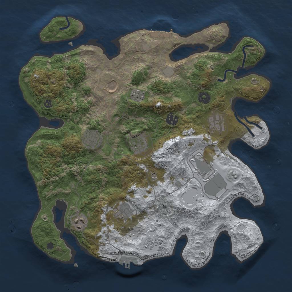 Rust Map: Procedural Map, Size: 3500, Seed: 19134, 18 Monuments