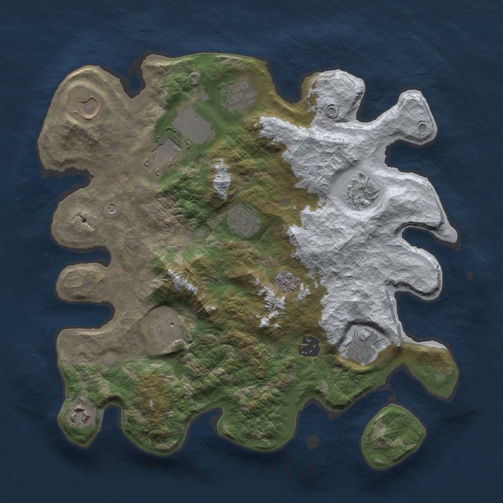 Rust Map: Barren, Size: 3500, Seed: 96856578, 13 Monuments