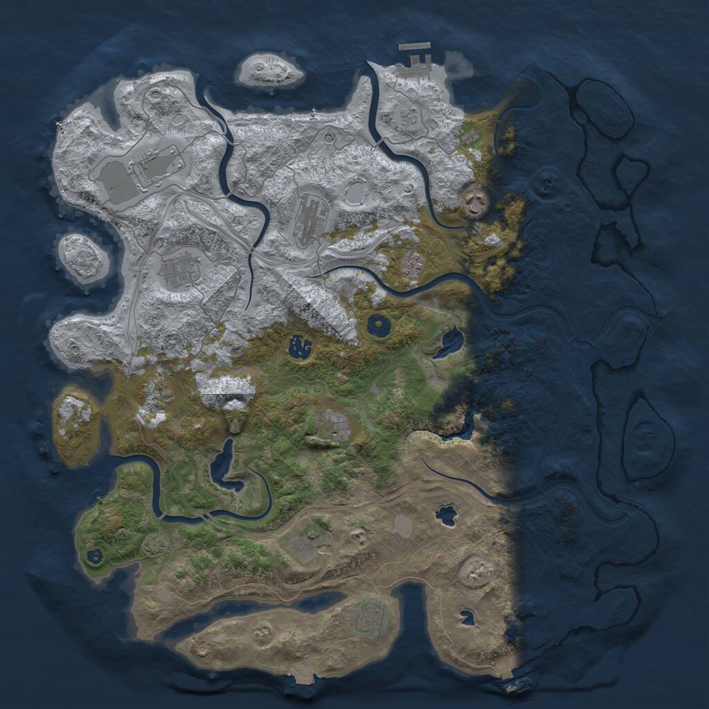 Rust Map: Procedural Map, Size: 4500, Seed: 1914640494, 16 Monuments