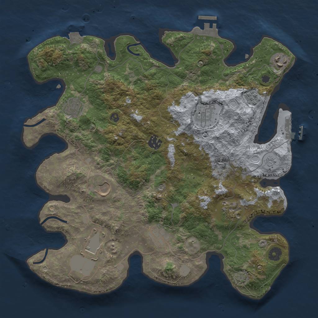 Rust Map: Procedural Map, Size: 3500, Seed: 1310747615, 17 Monuments