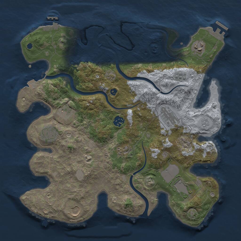 Rust Map: Procedural Map, Size: 3500, Seed: 1310747615, 15 Monuments