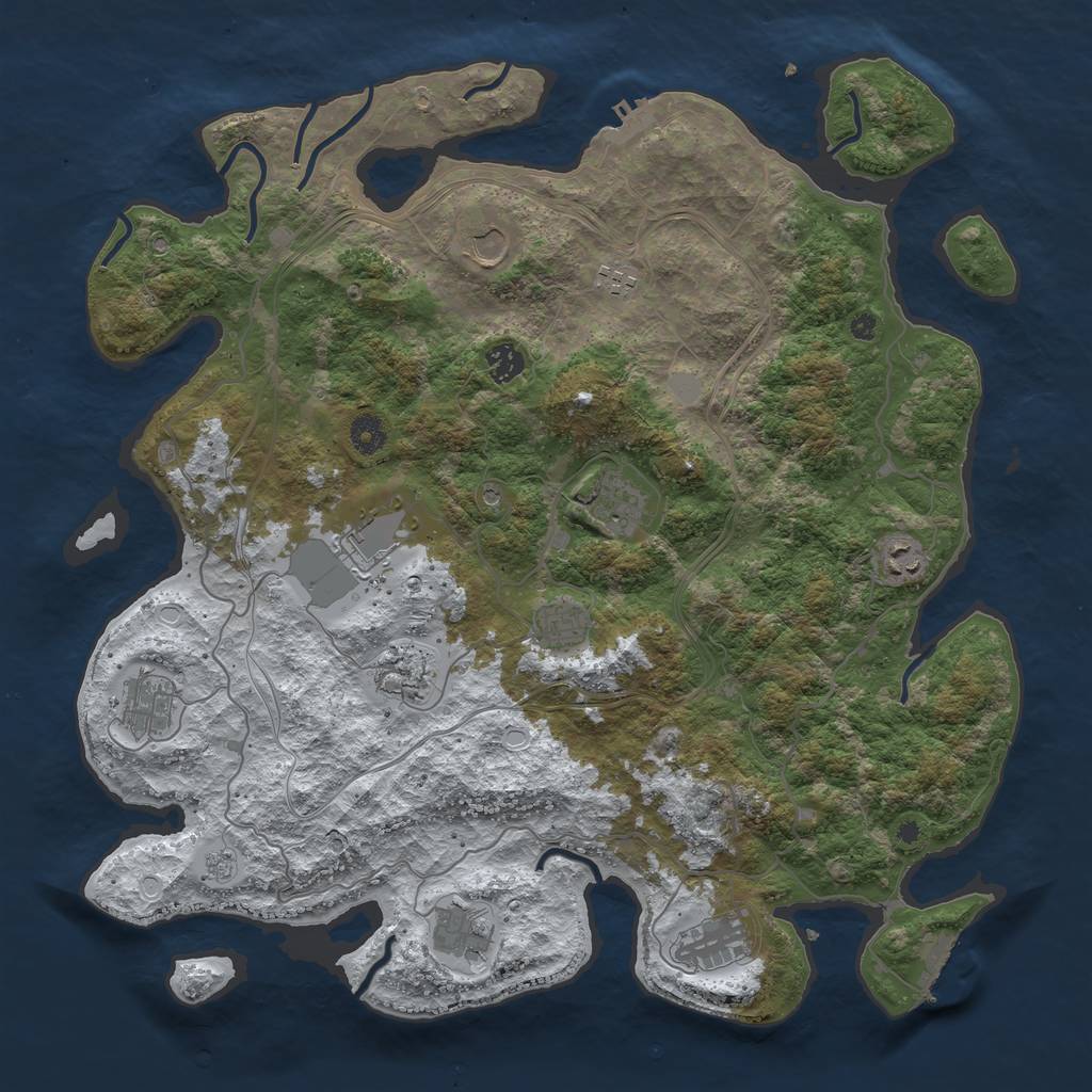 Rust Map: Procedural Map, Size: 4250, Seed: 932149397, 20 Monuments
