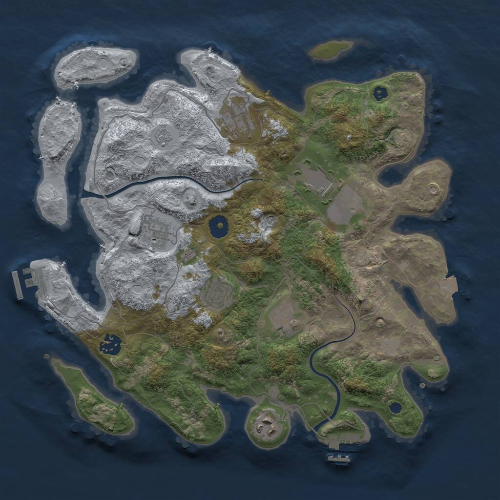 Rust Map: Procedural Map, Size: 3500, Seed: 845980558, 13 Monuments
