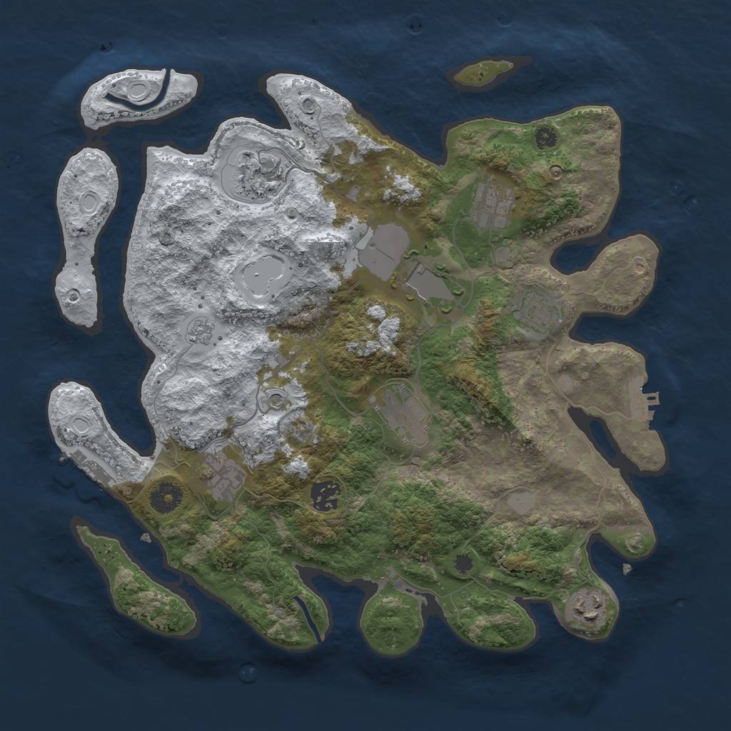 Rust Map: Procedural Map, Size: 3500, Seed: 845980558, 17 Monuments