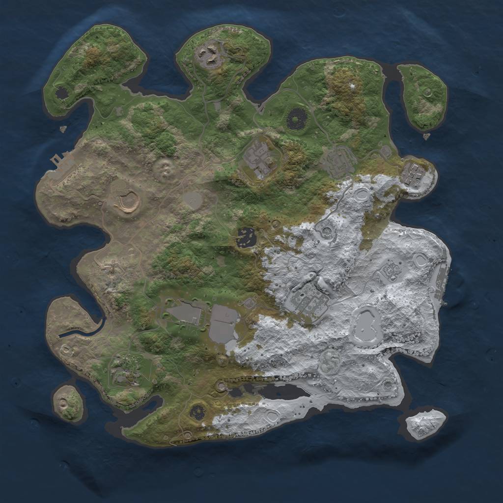 Rust Map: Procedural Map, Size: 3500, Seed: 144884359, 18 Monuments