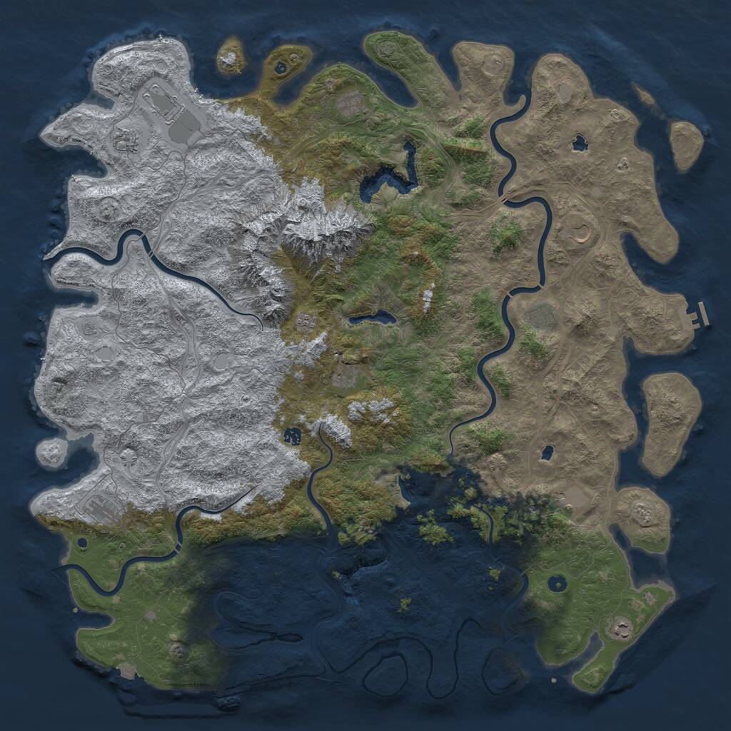 Rust Map: Procedural Map, Size: 6000, Seed: 145778, 17 Monuments