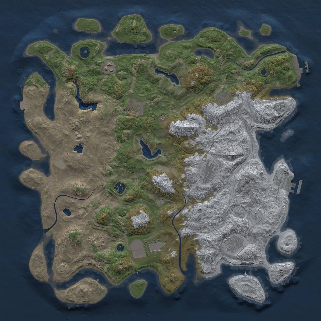 Rust Map: Procedural Map, Size: 4500, Seed: 2134259951, 15 Monuments