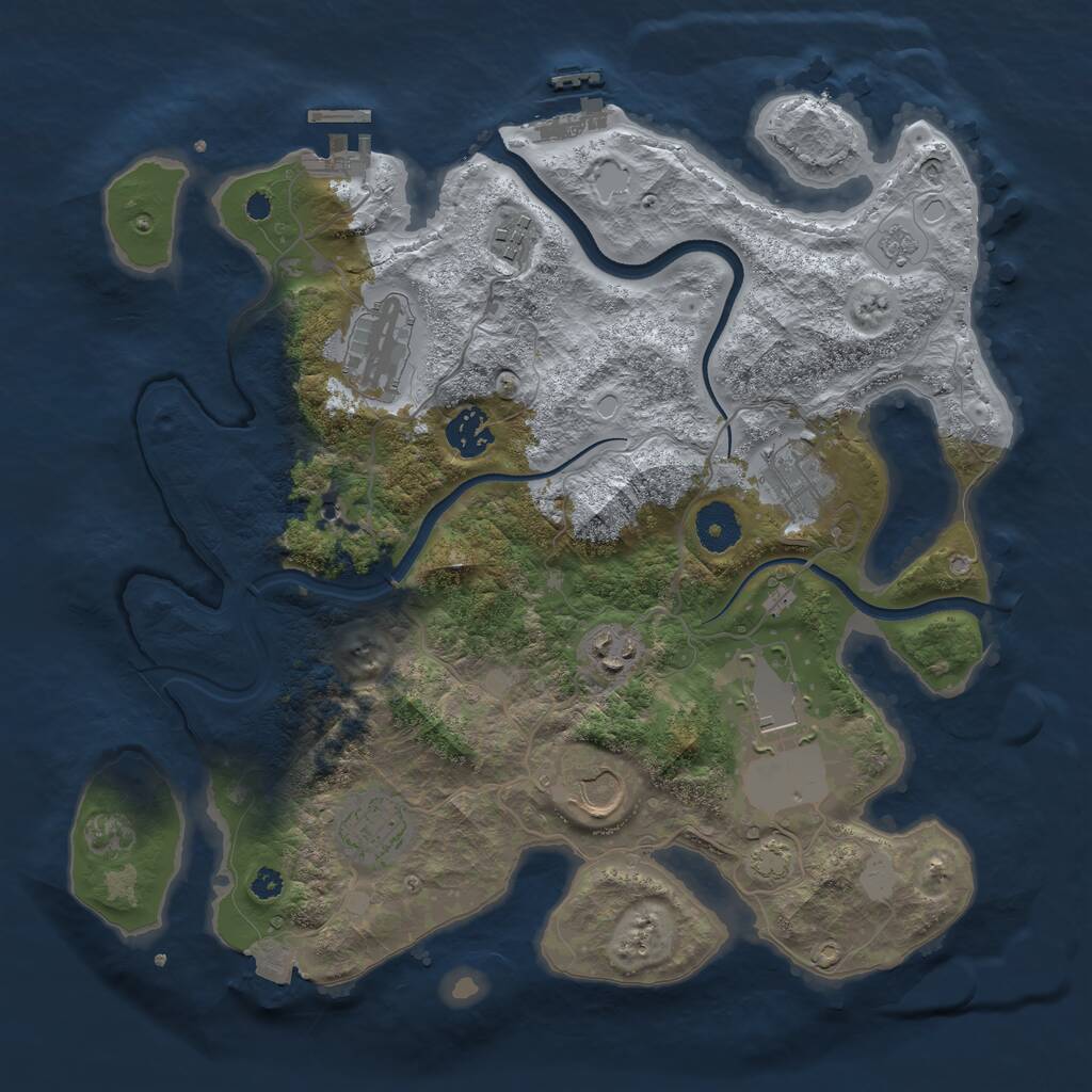 Rust Map: Procedural Map, Size: 3500, Seed: 519049101, 14 Monuments