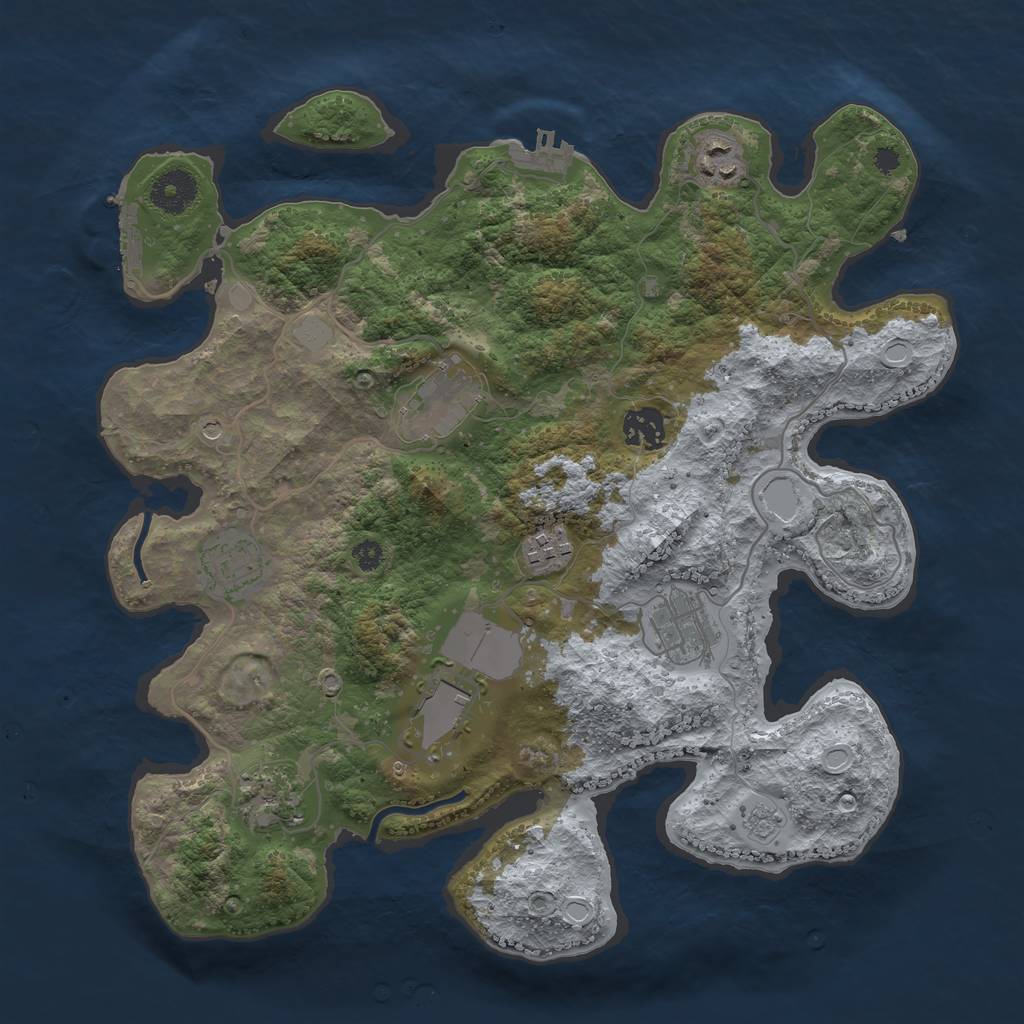 Rust Map: Procedural Map, Size: 3500, Seed: 2024067020, 17 Monuments