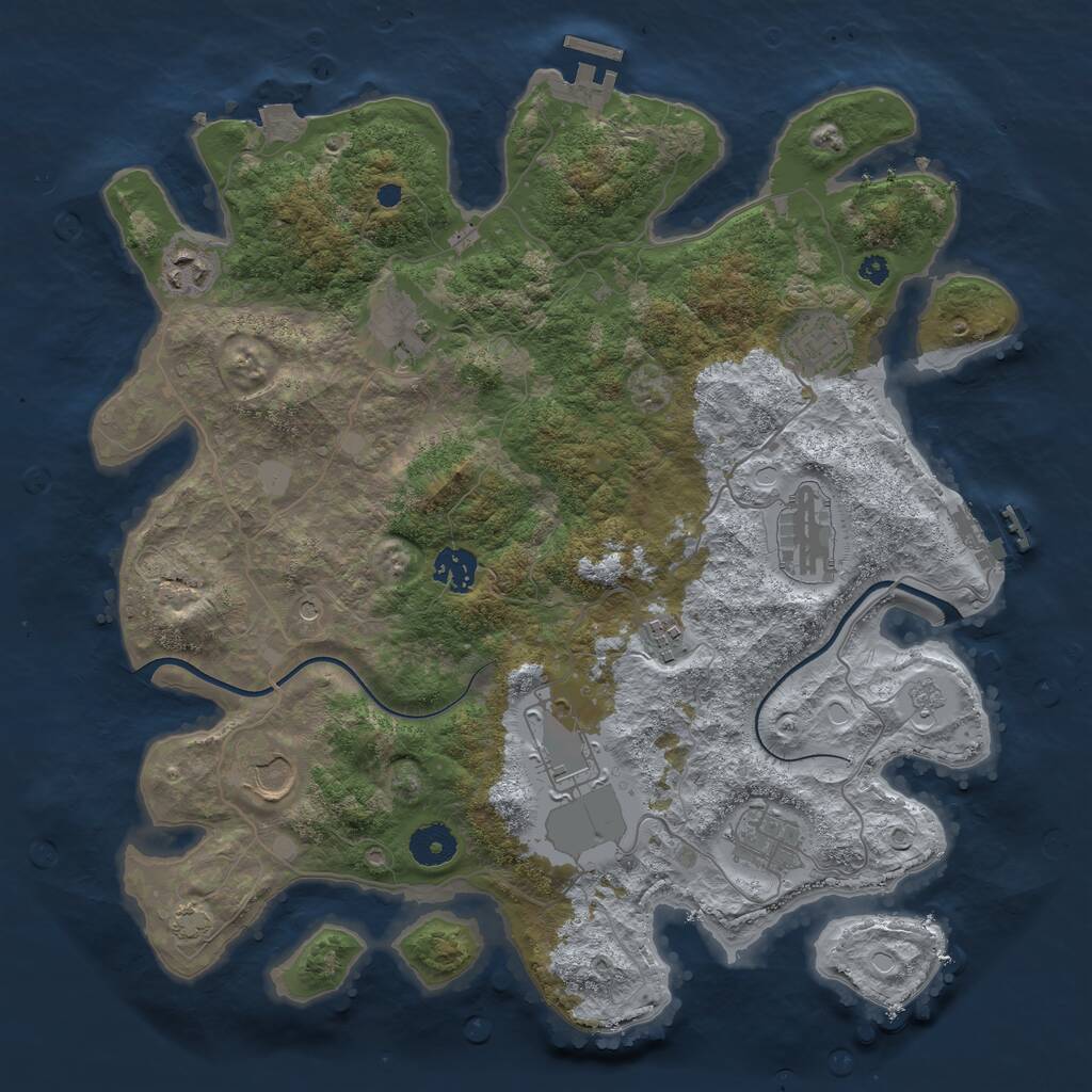 Rust Map: Procedural Map, Size: 3700, Seed: 6688943, 15 Monuments