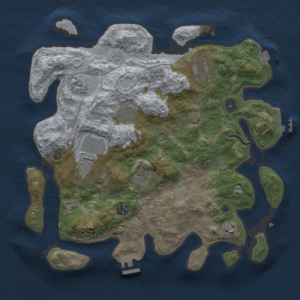 Rust Map: Procedural Map, Size: 3500, Seed: 645712073, 13 Monuments