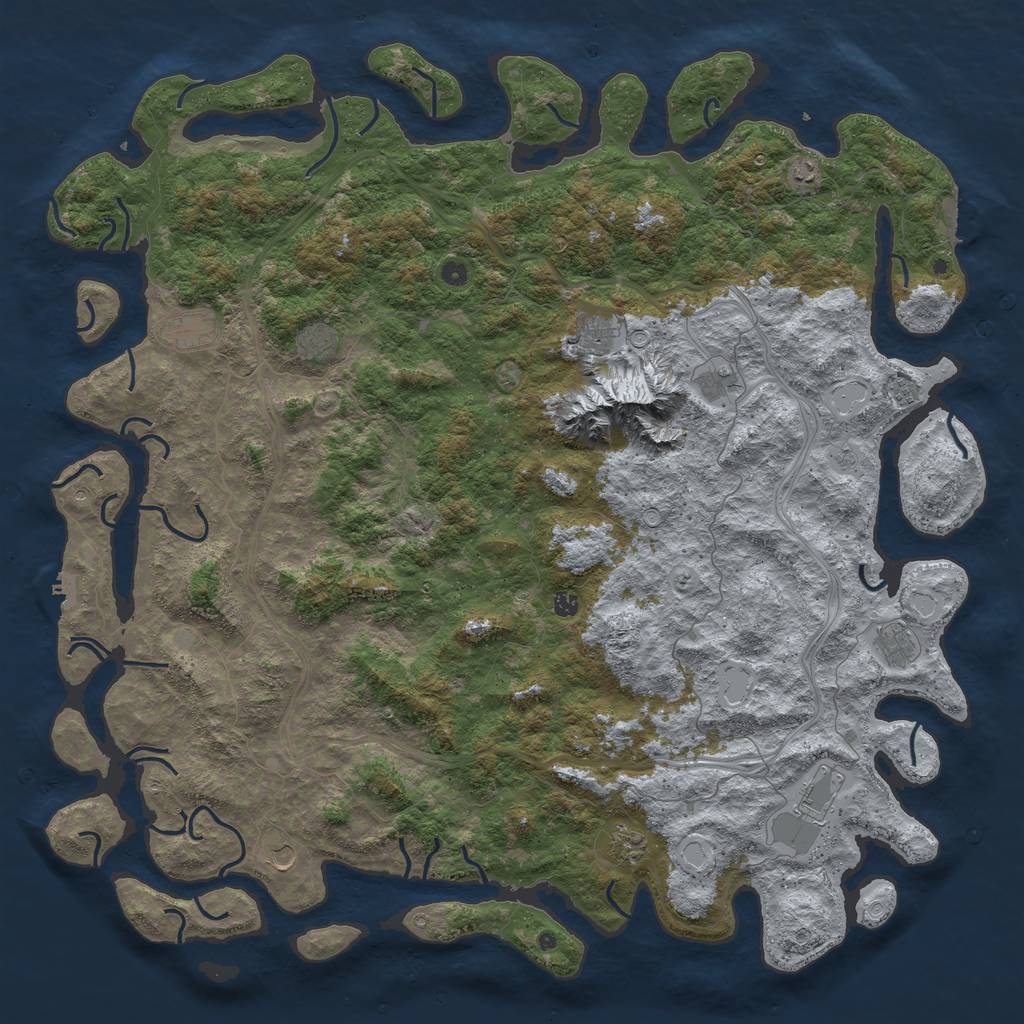 Rust Map: Procedural Map, Size: 6000, Seed: 1728481029, 20 Monuments