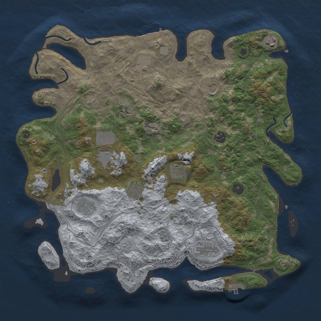 Rust Map: Procedural Map, Size: 4250, Seed: 1887752856, 20 Monuments