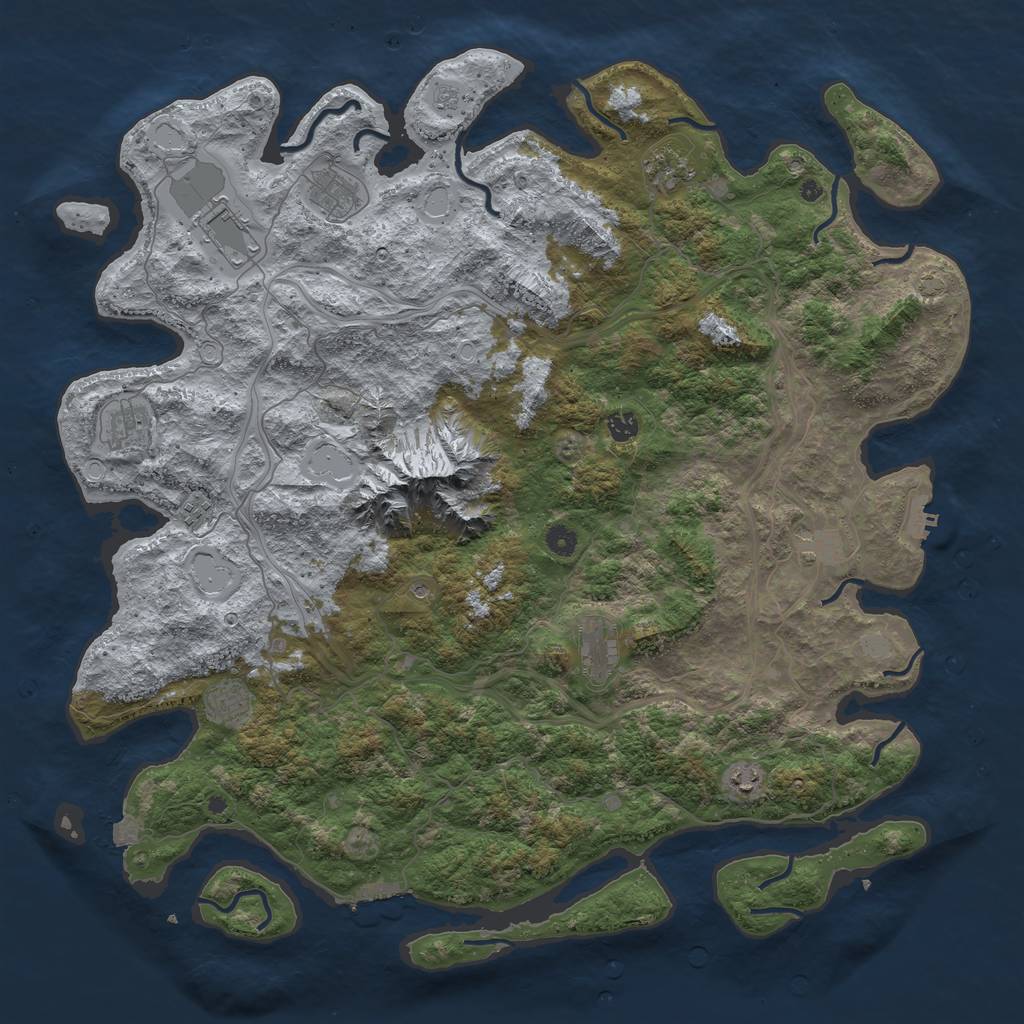 Rust Map: Procedural Map, Size: 5000, Seed: 643450238, 18 Monuments
